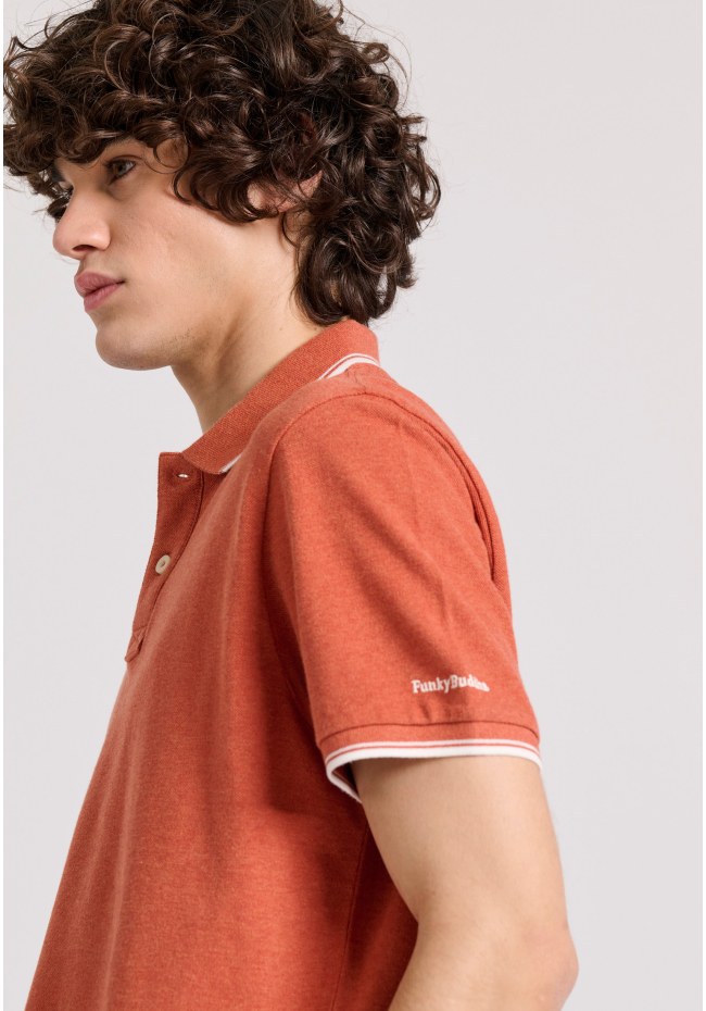 Polo shirt in melange fabric