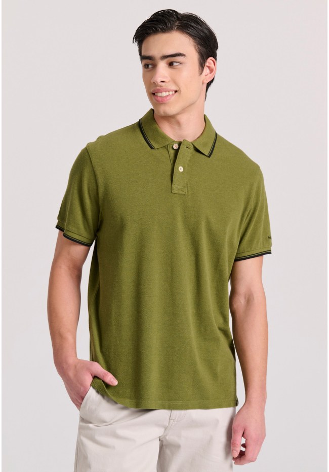 Polo shirt in melange fabric