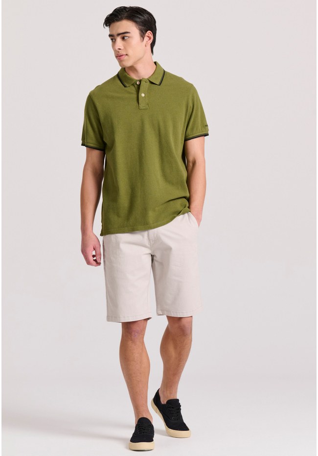 Polo shirt in melange fabric