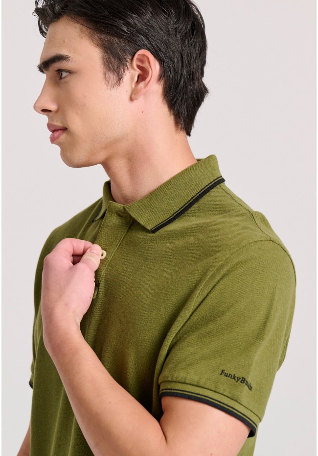 Polo shirt in melange fabric