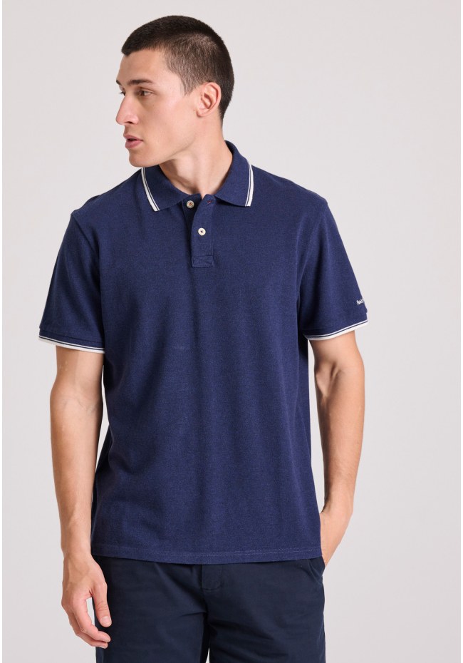 Polo shirt in melange fabric