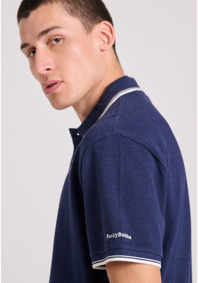 Polo shirt in melange fabric