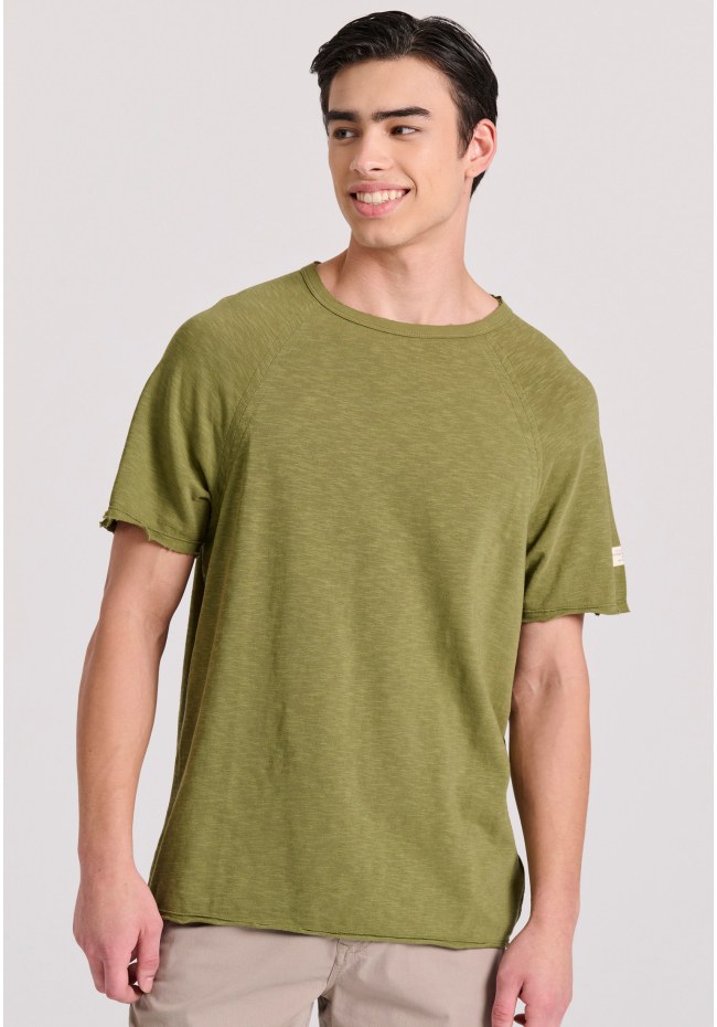 Relaxed fit t-shirt με raglan μανίκι και raw cuts