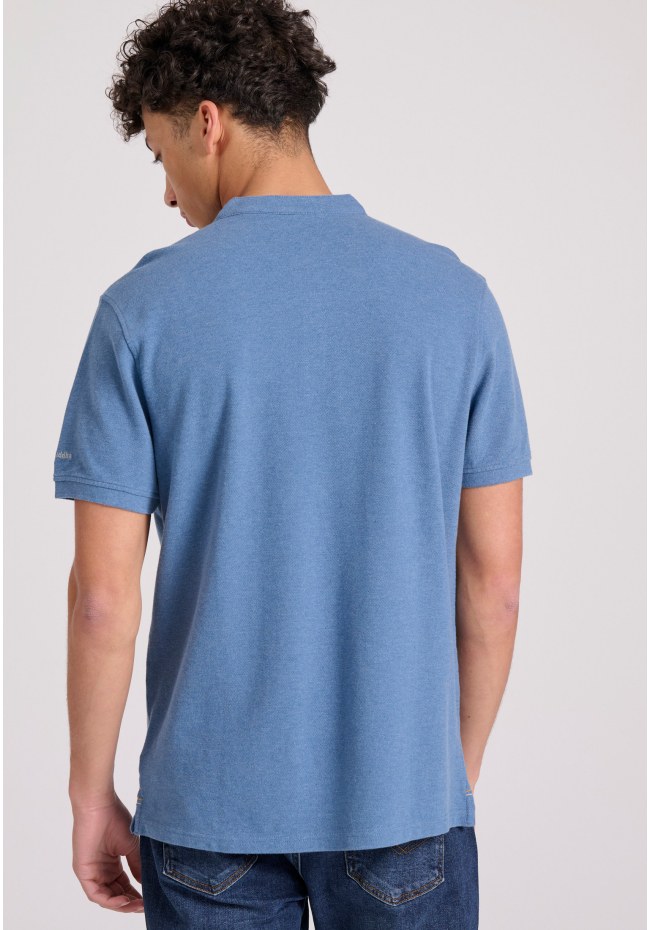 Mao neck polo shirt in melange fabric