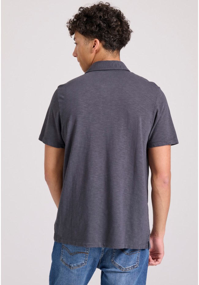 Garment dyed slub polo shirt