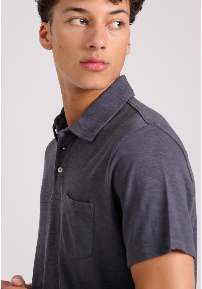 Garment dyed slub polo shirt