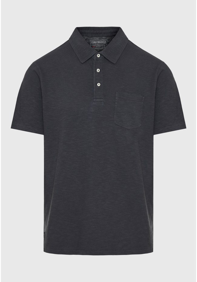 Garment dyed slub polo shirt