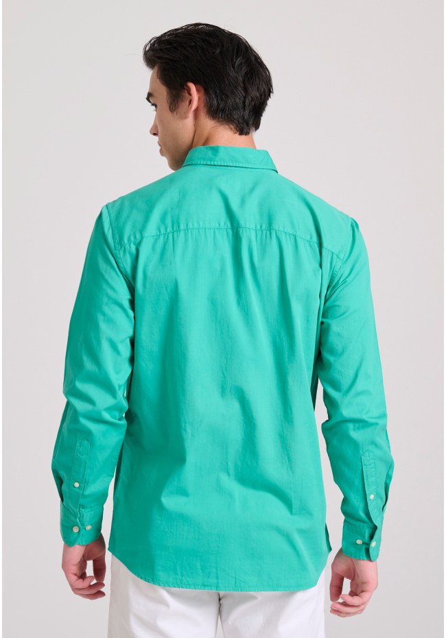 Men's cotton shirt garment dyed