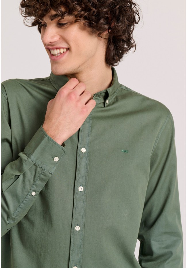 Men's cotton shirt garment dyed