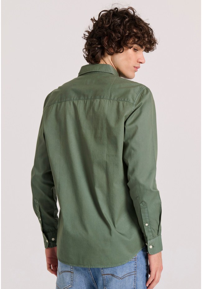 Men's cotton shirt garment dyed