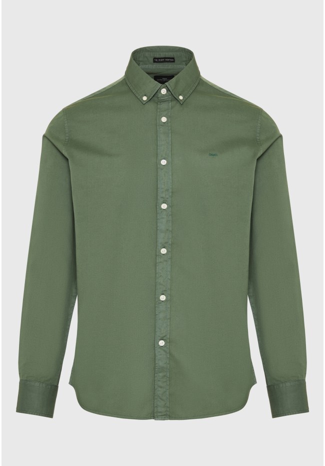 Men's cotton shirt garment dyed