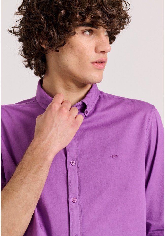 Men's cotton shirt garment dyed