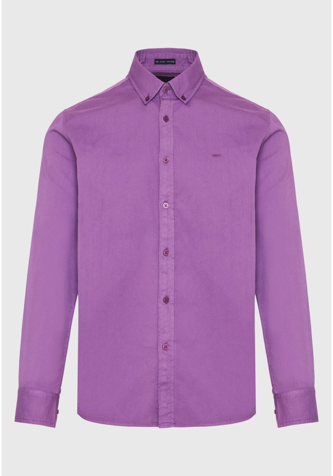 Men's cotton shirt garment dyed