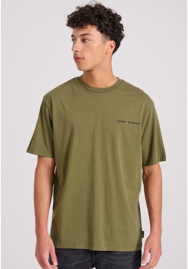 Relaxed fit t-shirt με embossed τύπωμα στην πλάτη