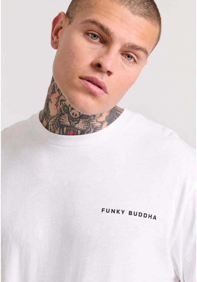 Relaxed fit t-shirt με embossed τύπωμα στην πλάτη