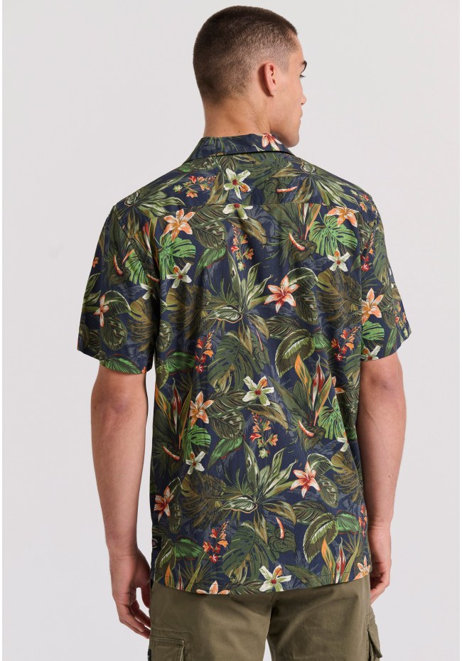 Short-sleeve all over printed relaxed fit resort shirt