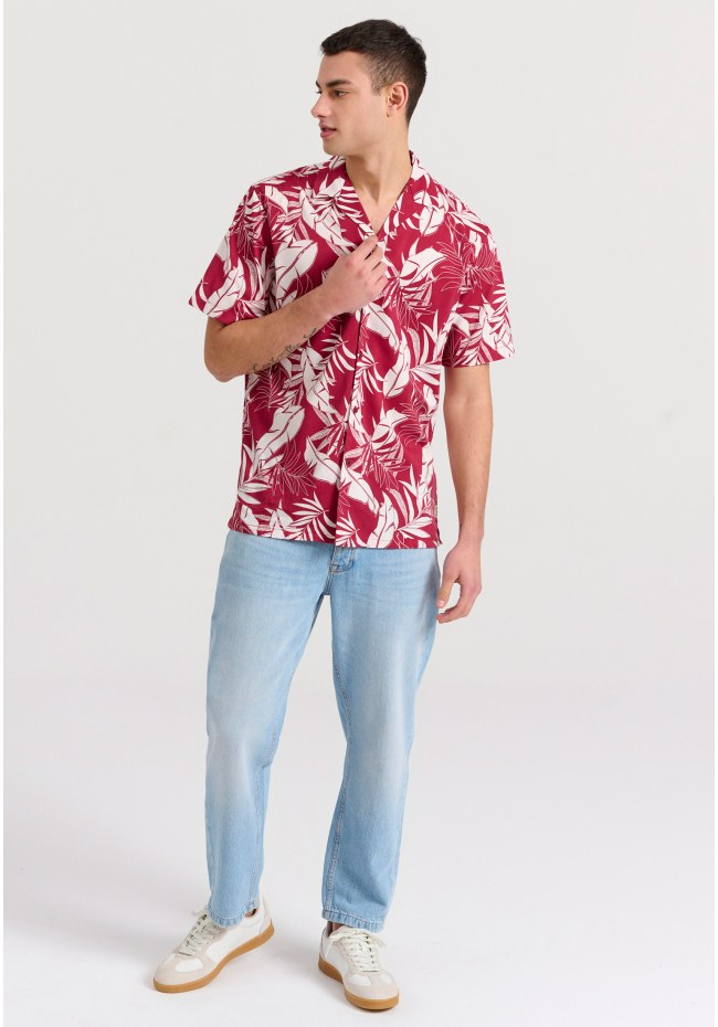 Short-sleeve resort shirt relaxed fit all over printed 