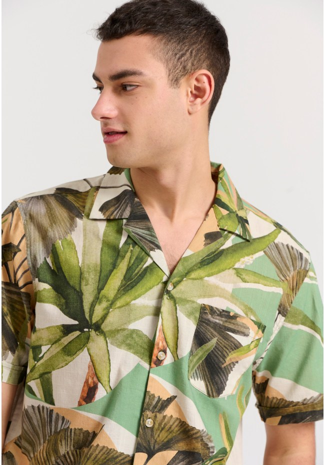 All over printed relaxed fit  tropical shirt