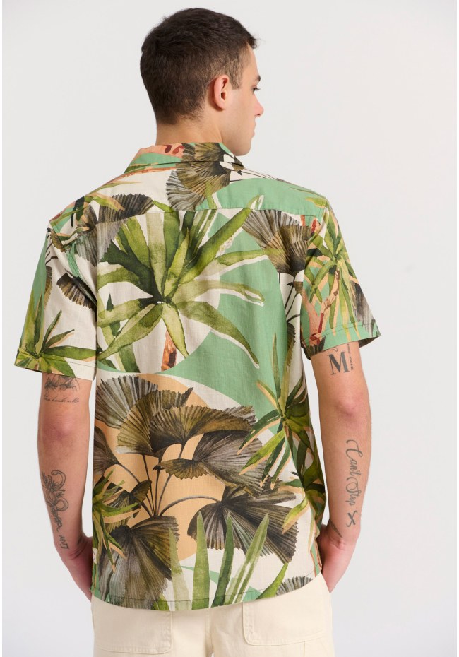 All over printed relaxed fit  tropical shirt