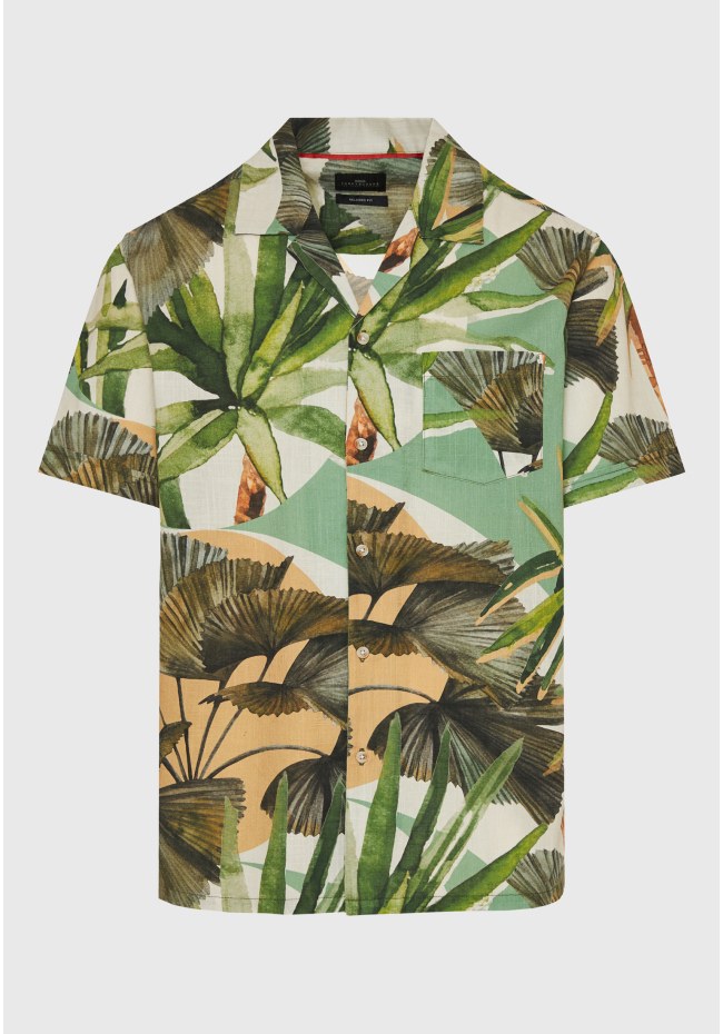 All over printed relaxed fit  tropical shirt