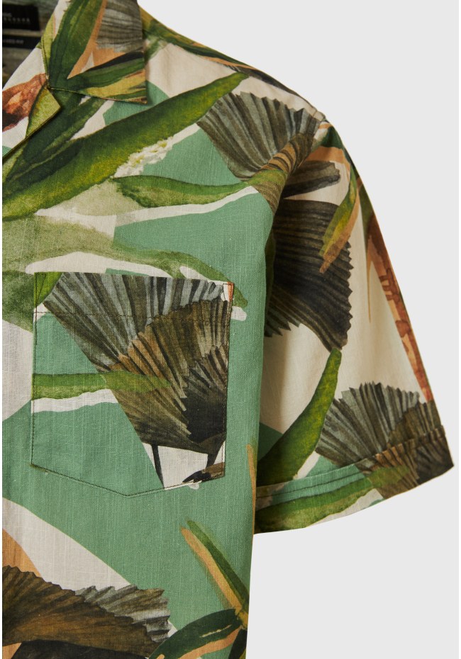 All over printed relaxed fit  tropical shirt