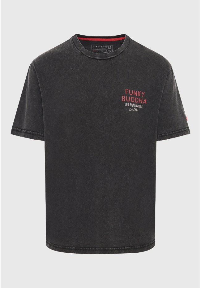 Relaxed fit garment dyed t-shirt με τύπωμα στη πλάτη