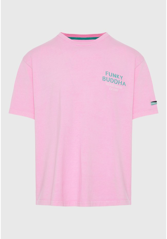 Relaxed fit garment dyed t-shirt with print on the back