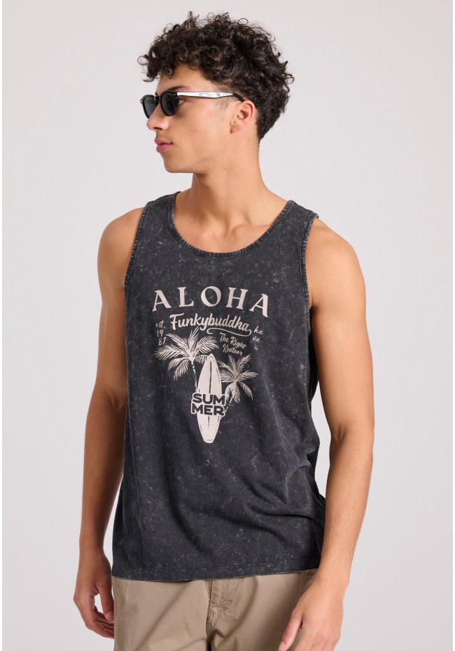 Garment dyed tank top με τύπωμα