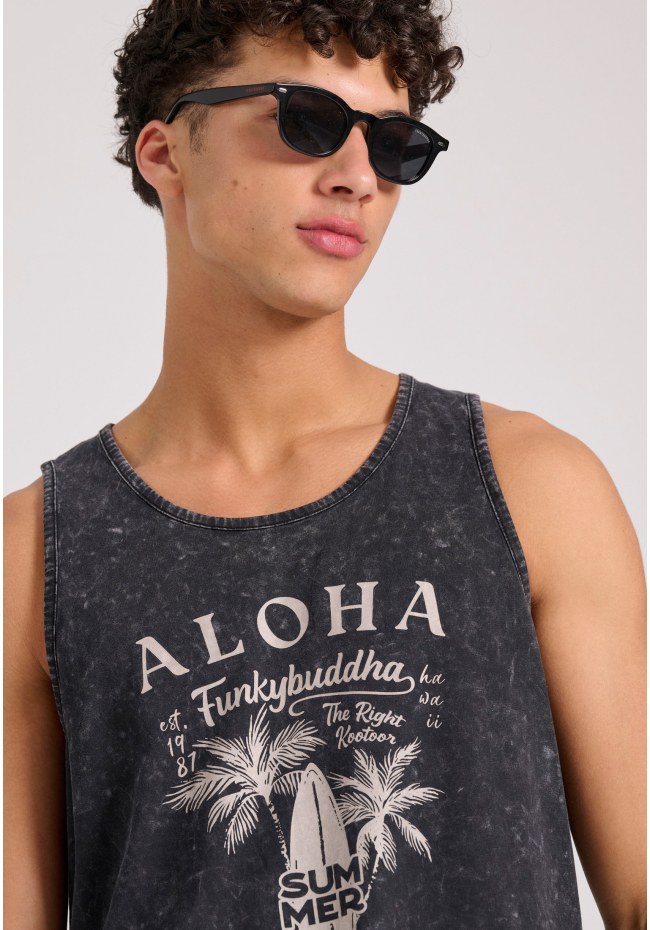 Garment dyed tank top με τύπωμα