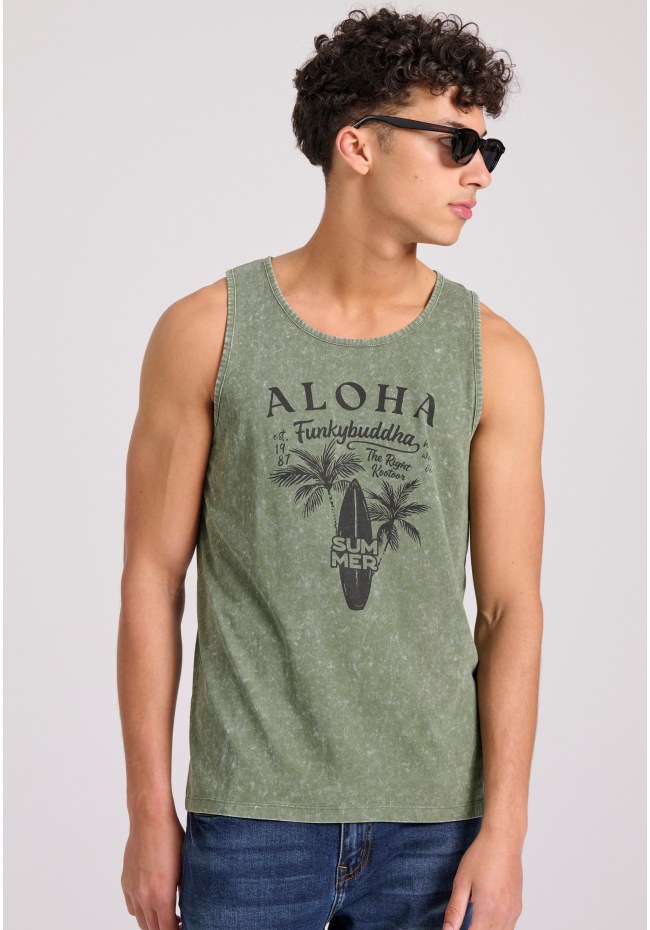 Garment dyed tank top με τύπωμα