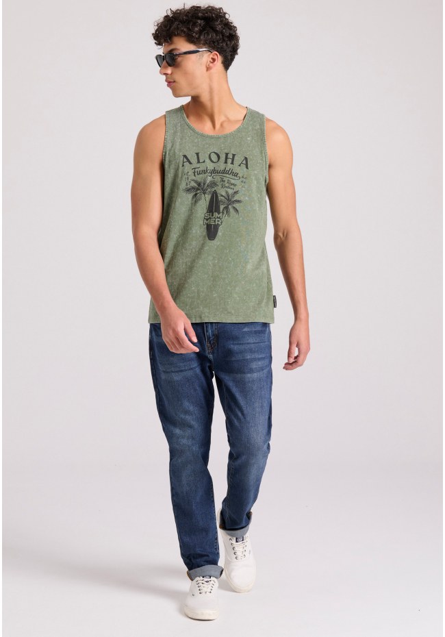 Garment dyed tank top με τύπωμα