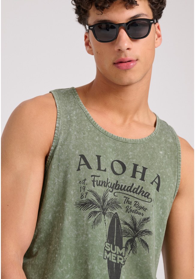 Garment dyed tank top με τύπωμα