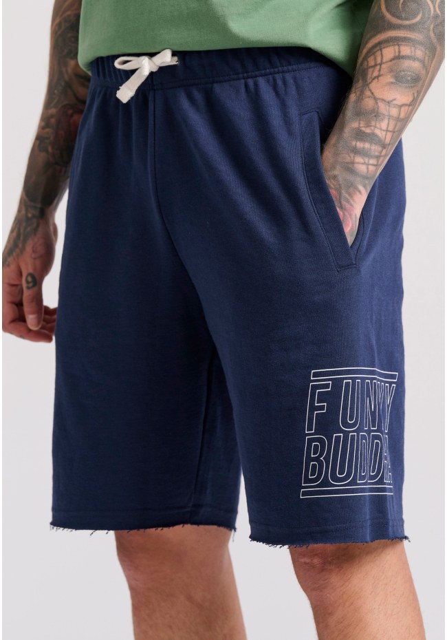Wide leg fit jogger shorts with Funky Buddha print