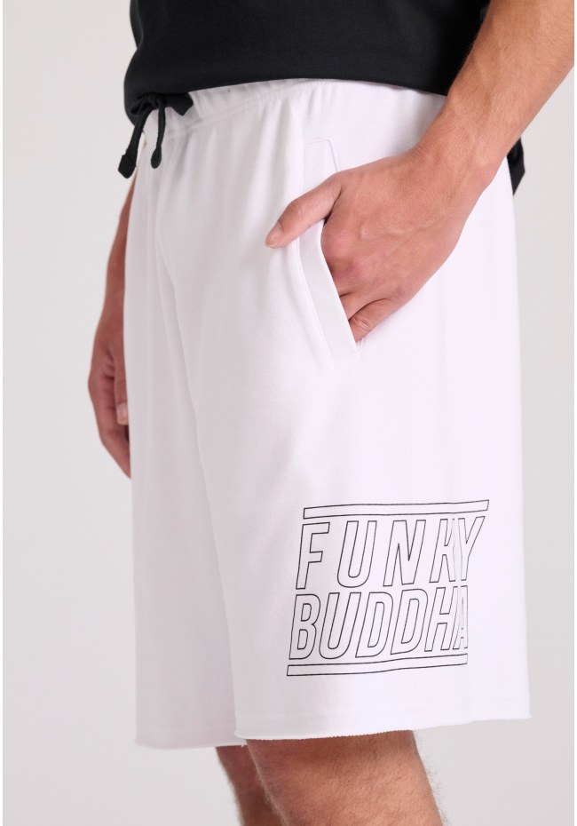 Wide leg fit jogger shorts with Funky Buddha print