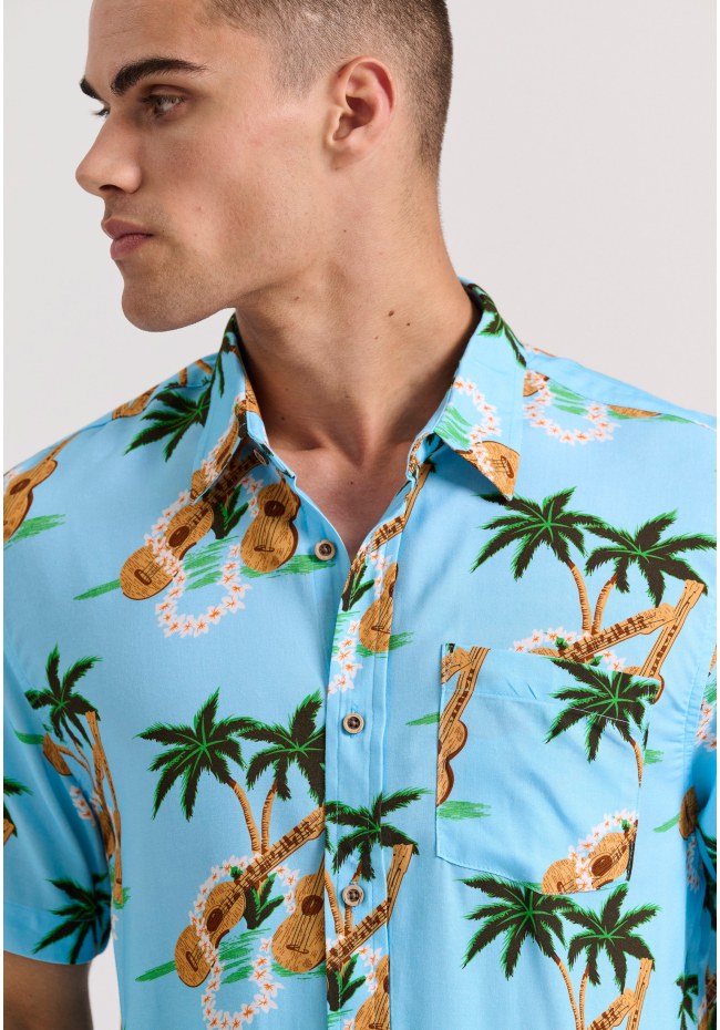Relaxed fit resort rayon shirt