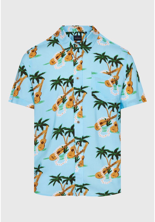 Relaxed fit resort rayon shirt