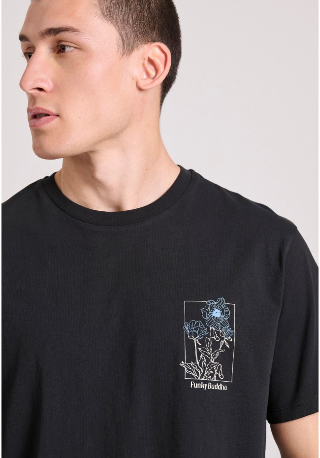 T-shirt με floral frame τύπωμα από οργανικό βαμβάκι