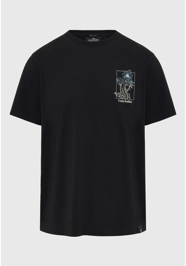 T-shirt με floral frame τύπωμα από οργανικό βαμβάκι