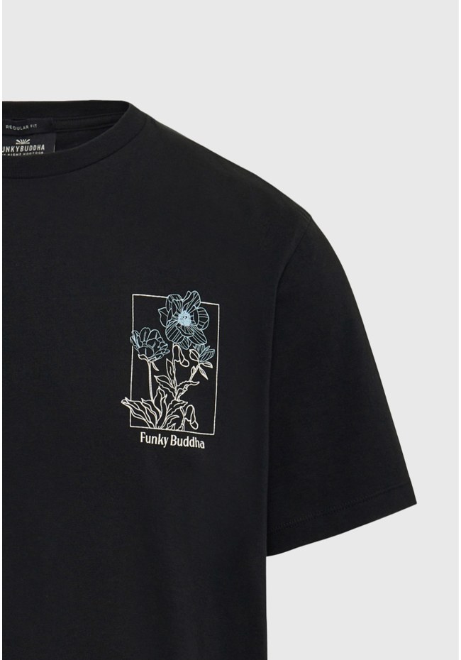 T-shirt με floral frame τύπωμα από οργανικό βαμβάκι