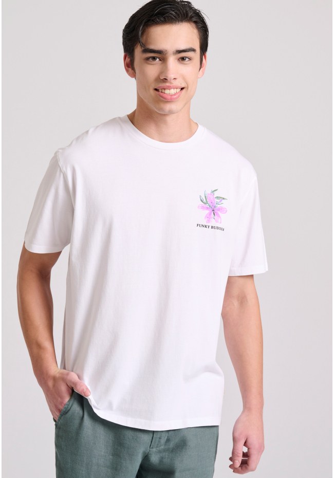 Relaxed fit t-shirt με floral frame τύπωμα