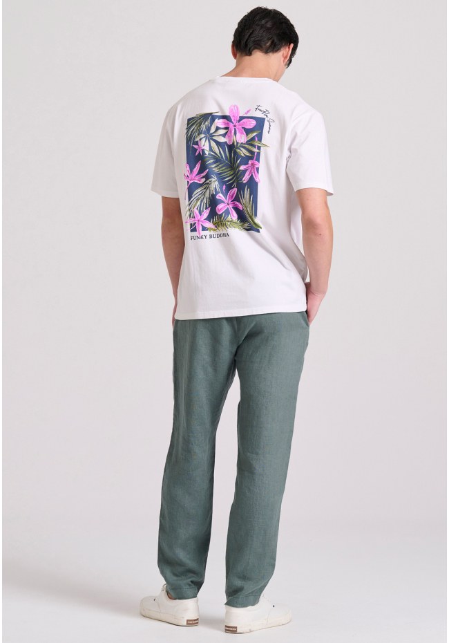 Relaxed fit t-shirt με floral frame τύπωμα