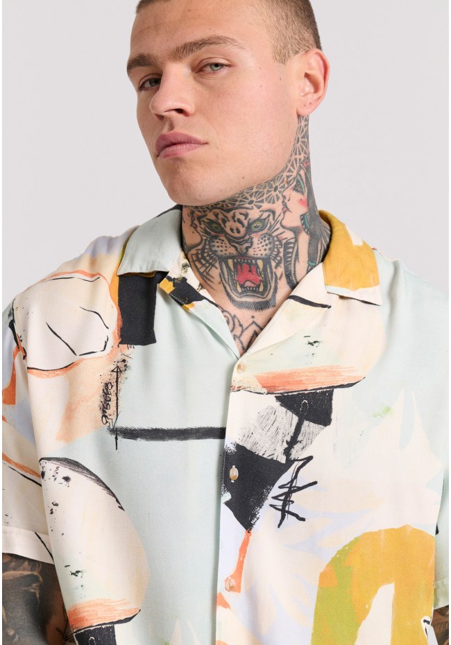 Relaxed fit εμπριμέ πουκάμισο με αφηρημένο σχέδιο