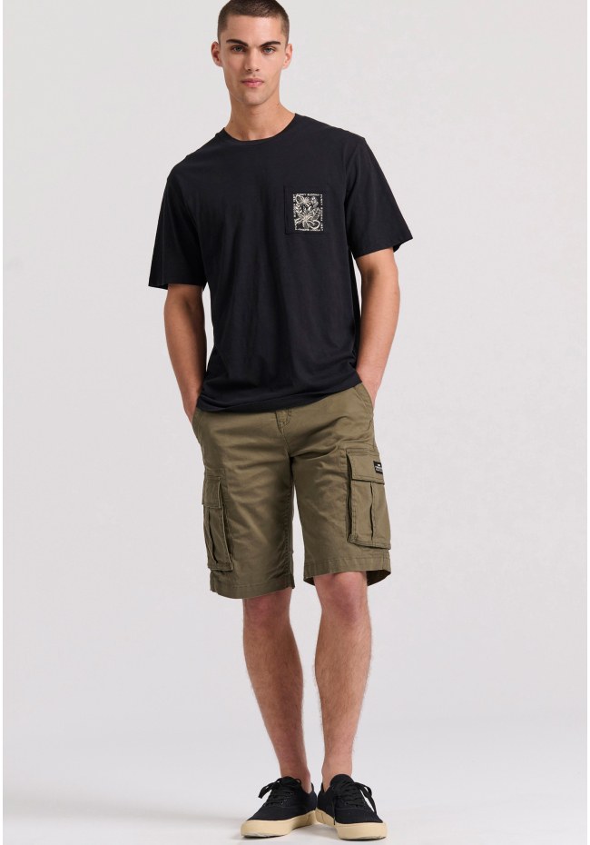 Relaxed fit t-shirt με tropical τύπωμα στην πλάτη