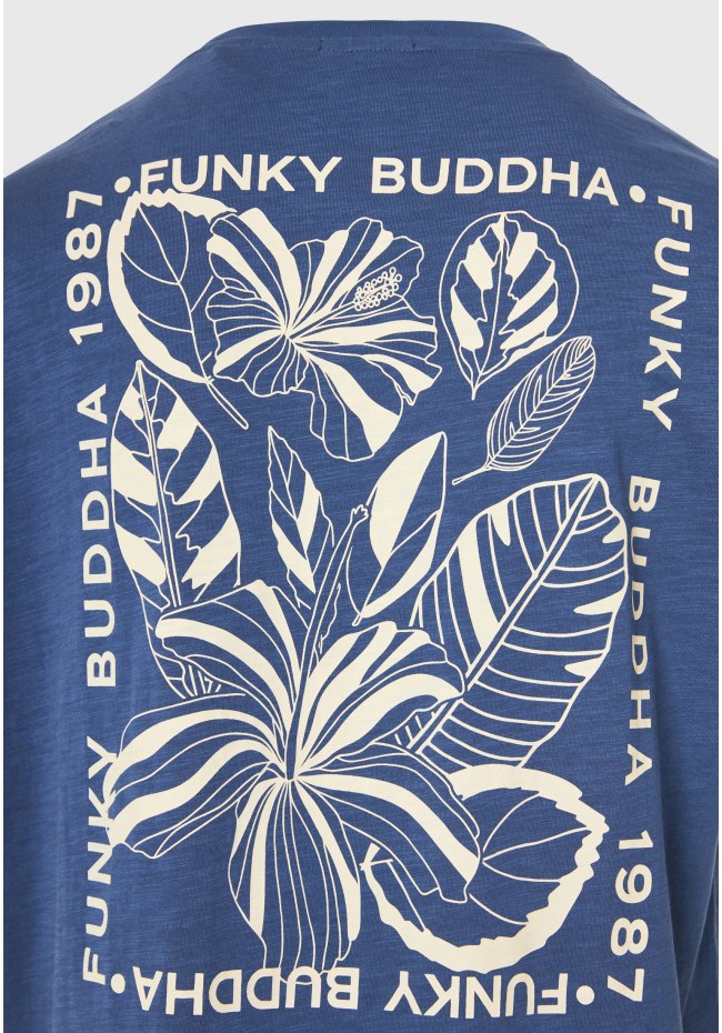 Relaxed fit t-shirt με tropical τύπωμα στην πλάτη