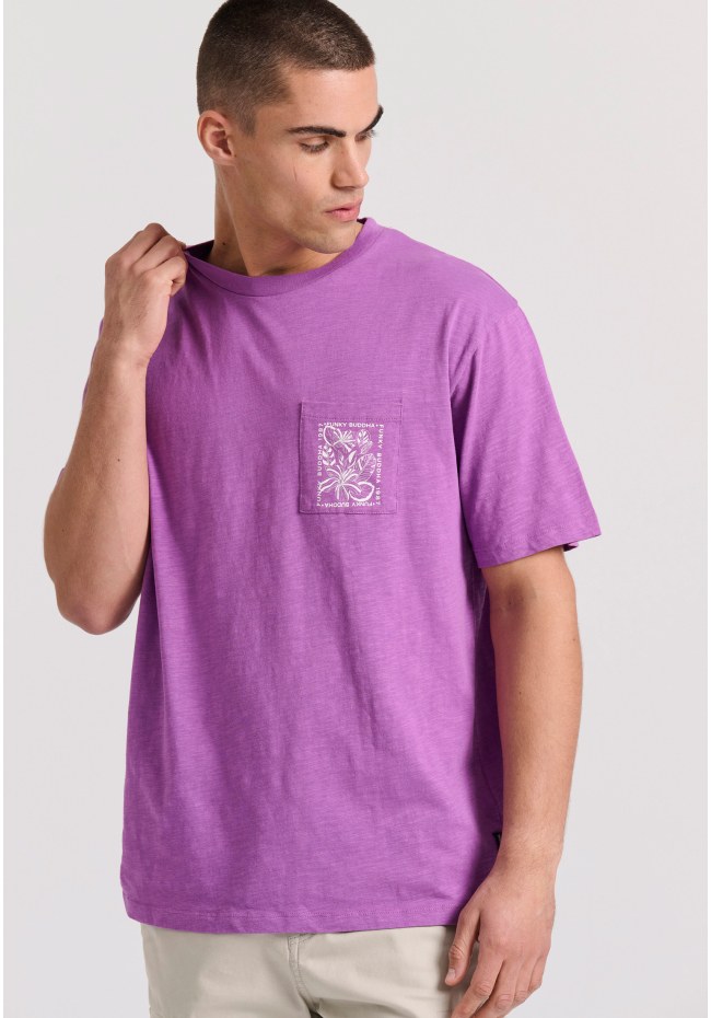 Relaxed fit t-shirt με tropical τύπωμα στην πλάτη