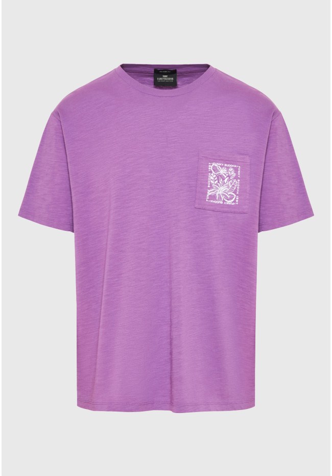 Relaxed fit t-shirt με tropical τύπωμα στην πλάτη