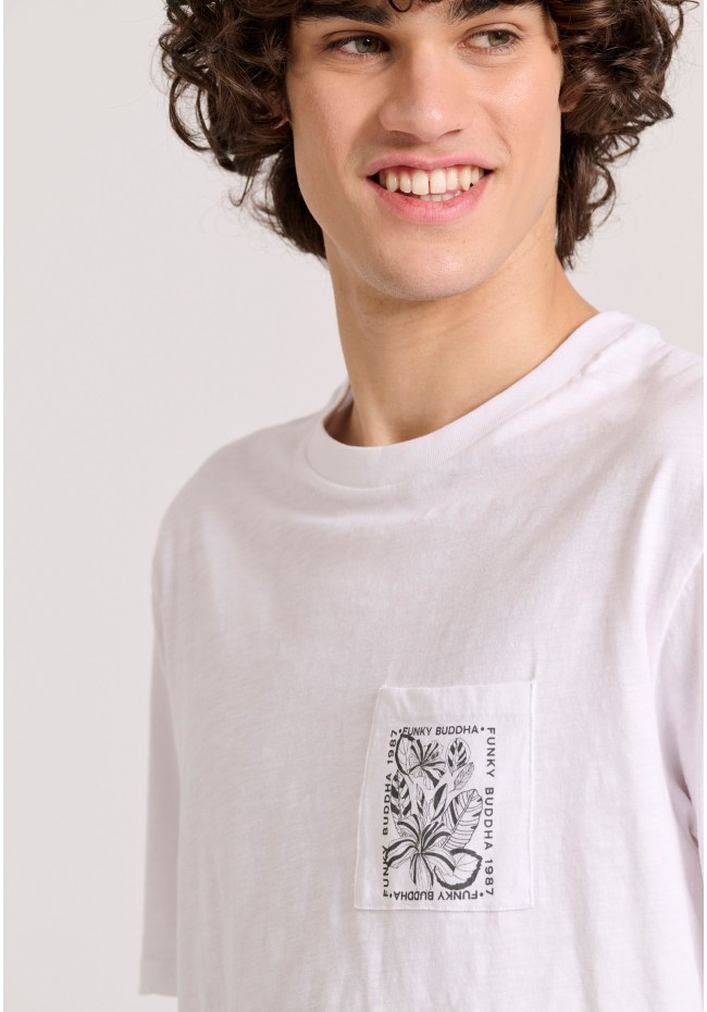 Relaxed fit t-shirt με tropical τύπωμα στην πλάτη