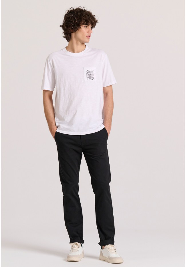 Relaxed fit t-shirt με tropical τύπωμα στην πλάτη