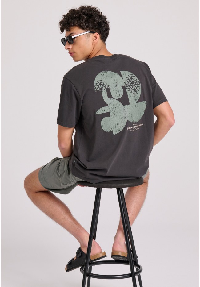 Relaxed fit t-shirt με abstract τύπωμα από οργανικό βαμβάκι