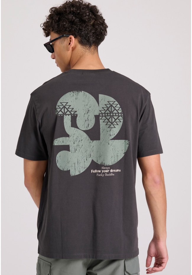 Relaxed fit t-shirt με abstract τύπωμα από οργανικό βαμβάκι